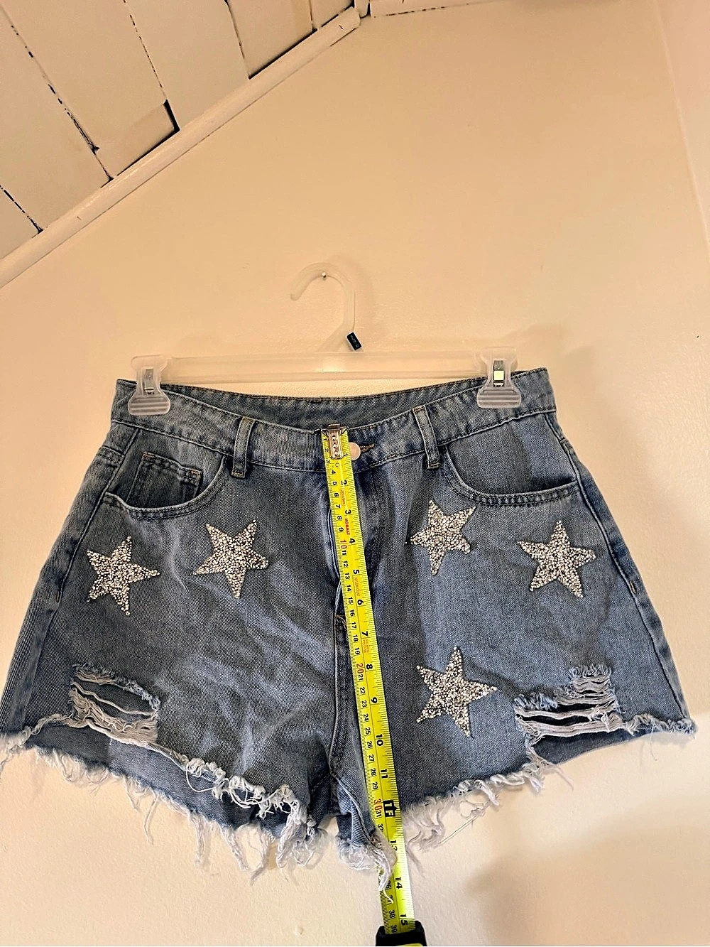 Light Blue Ripped Star Short Jeans - M - Picture 4 of 4